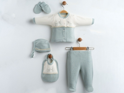 Çiçek Nakışlı Kız Bebe 5li Set
