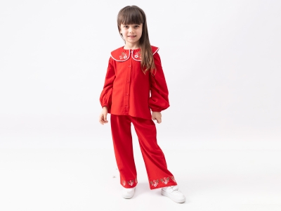 Toptan VOVİDO Çiçek Nakışlı Kız Takım - Toptan Çocuk Giyim Beniz Kids
