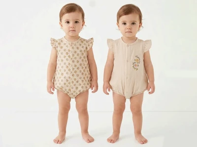 Çiçek Nakışlı Ve Desenli Kız Bebe Tulum 