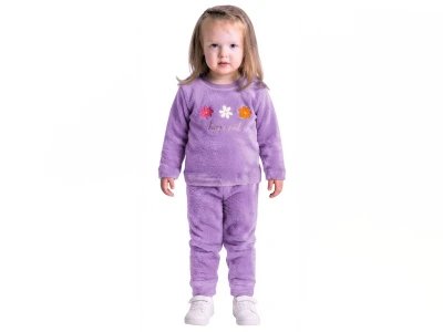 Toptan LİZARD Çiçek Nakışlı Well Soft Pelluş Kız Takım  - Toptan Çocuk Giyim Beniz Kids