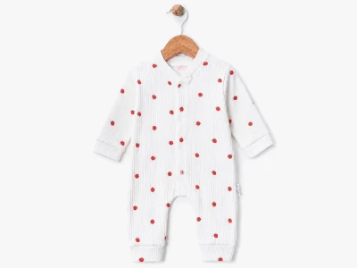 Çilek Baskılı Kız Bebe Tulum