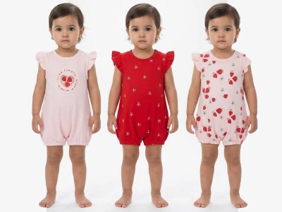 Çilek Desenli Kız Bebe Tulum
