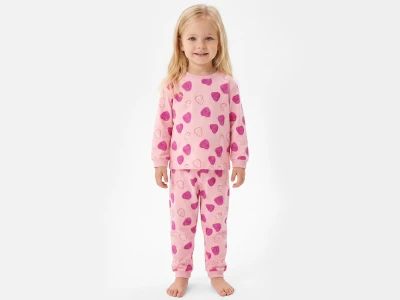 Toptan İSOBEL Çilek Desenli Kız Pijama Takım - Toptan Çocuk Giyim Beniz Kids