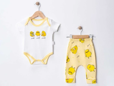 Civciv Baskılı Bebe Takım