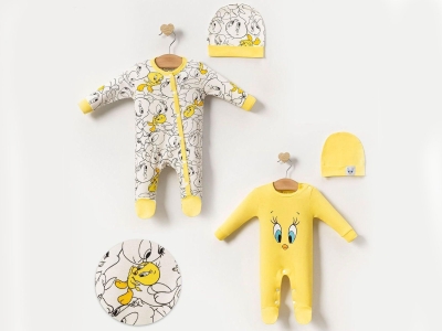 Civciv Baskılı Unisex Bebe Tulum