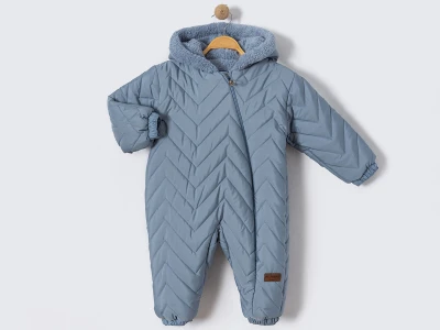 Toptan CRİSPY Kozmonot Çizgi Desenli Erkek Bebe Mont  MAVİ - Beniz Bebe