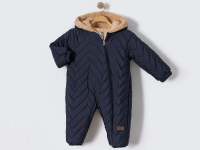 Toptan CRİSPY Kozmonot Çizgi Desenli Erkek Bebe Mont  LACİVERT - Beniz Bebe