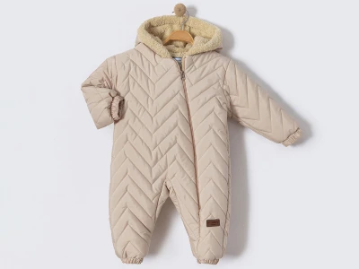Toptan CRİSPY Kozmonot Çizgi Desenli Erkek Bebe Mont  KREM - Beniz Bebe