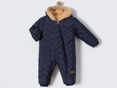 Toptan CRİSPY Kozmonot Çizgi Desenli Erkek Bebe Mont  LACİVERT - Beniz Bebe