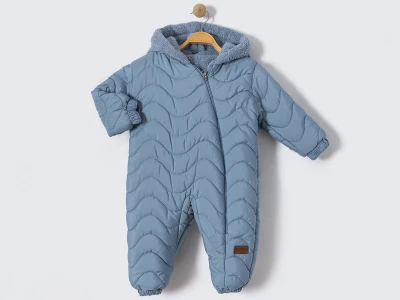 Toptan CRİSPY Kozmonot Çizgi Desenli Erkek Bebe Mont  MAVİ - Beniz Bebe