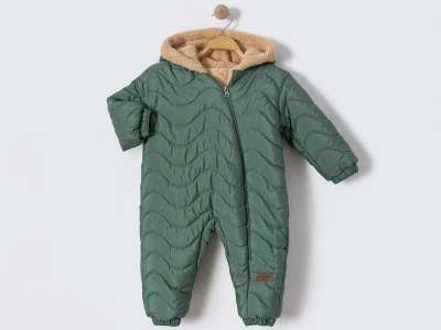 Toptan CRİSPY Kozmonot Çizgi Desenli Erkek Bebe Mont  YEŞİL - Beniz Bebe