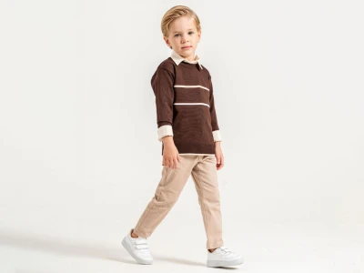 Toptan YAVRUCAK Çizgi Detay 3'lü Erkek Çocuk Takım - Toptan Çocuk Giyim Beniz Kids