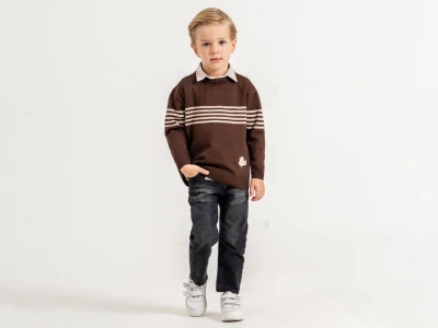 Toptan YAVRUCAK Çizgi Detay 3'lü Erkek Takım - Toptan Çocuk Giyim Beniz Kids