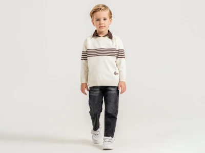 Toptan YAVRUCAK Çizgi Detay 3'lü Erkek Takım - Toptan Çocuk Giyim Beniz Kids
