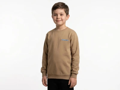 Toptan TANEM KİDS Çizgi Detay Erkek Çocuk Sweat KAHVERENGİ - Beniz Bebe