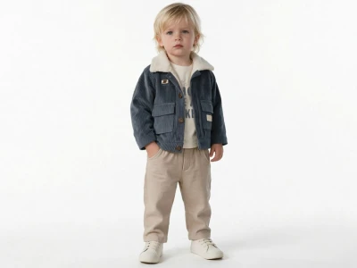 Toptan JUNİOR CLASS Çizgili Cepli Ceketli Erkek Bebe Üçlü Takım  - Toptan Çocuk Giyim Beniz Kids