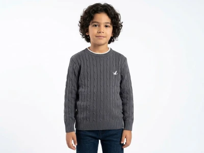 Toptan METEX Çizgili Erkek Çocuk Sweat FÜME - Beniz Bebe