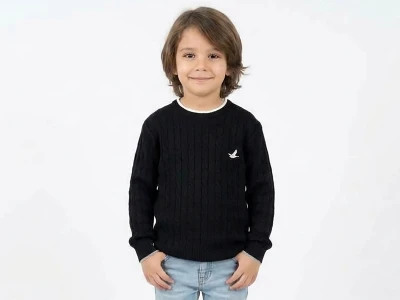 Toptan METEX Çizgili Erkek Çocuk Sweat SİYAH - Beniz Bebe