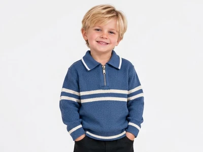 Toptan TOLGA KİDS Çizgili Erkek Çocuk Sweat MAVİ - Beniz Bebe