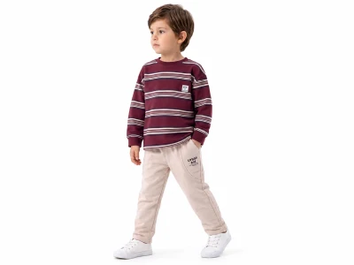 Toptan VOVİDO Çizgili Erkek Takım BORDO - Beniz Bebe