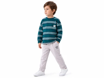 Toptan VOVİDO Çizgili Erkek Takım YEŞİL - Beniz Bebe