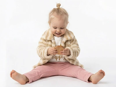 Toptan ELCİ BABY Çizgili Peluş Hırkalı Kız Bebe Üçlü Takım  GÜLKURUSU - Beniz Bebe