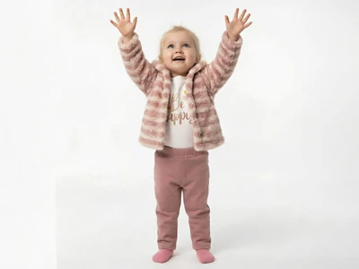 Toptan ELCİ BABY Çizgili Peluş Hırkalı Kız Bebe Üçlü Takım  VİŞNEÇÜRÜĞÜ - Beniz Bebe