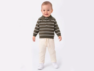 Toptan CANÖZ Çizgili Triko Erkek Takım ЗЕЛЕНЫЙ - Beniz Bebe