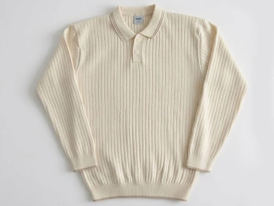 Toptan METEX Çizgili Yakalı Düğmeli Triko Erkek Sweat  KREM - Beniz Bebe