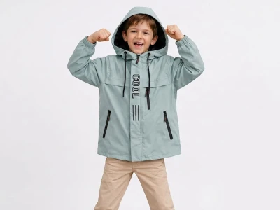 Toptan CRİSPY Cool Baskılı Fermuarlı Cepli Erkek Yağmurluk  - Toptan Çocuk Giyim Beniz Kids