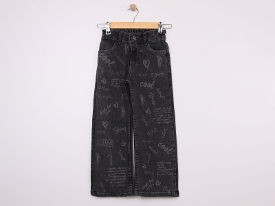 Cool Baskılı Kız Kot Pantolon