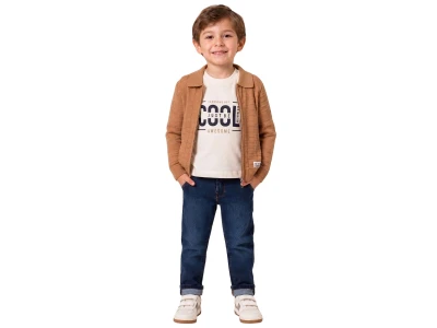 Toptan NOWA Cool Baskılı Triko Hırkalı Erkek Üçlü Takım  - Toptan Çocuk Giyim Beniz Kids