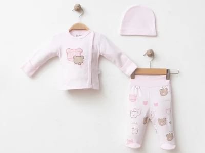 Cool Baskılı Yenidoğan Bebe Üçlü Zıbın Set