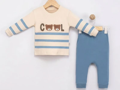 Toptan MİNİMAİ Cool Detay Erkek Bebek Takım MAVİ - Beniz Bebe