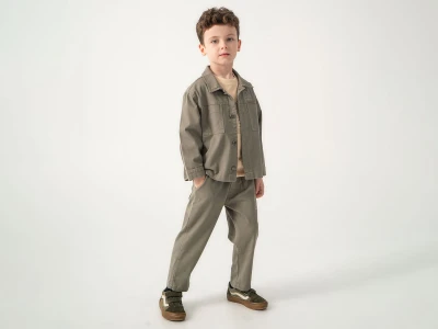 Toptan LESSOTTO Core Baskılı Cepli Ceketli Erkek Üçlü Takım  - Toptan Çocuk Giyim Beniz Kids