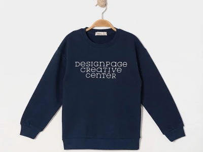 Toptan RUHAT KİDS Creative Baskılı 3 İp Şardonlu Erkek Sweat  LACİVERT - Beniz Bebe