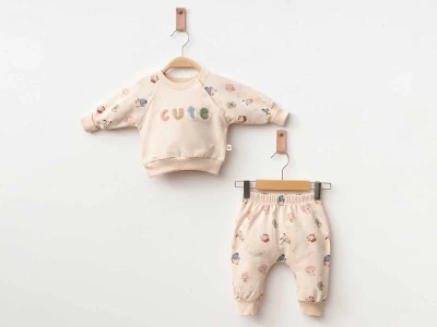 Cute Baskılı Kız Bebe Takım 