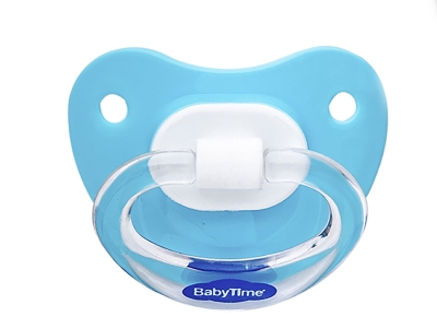 Toptan BABY TİME Damaklı Mat Emzik 0-6 Ay MAVİ - Beniz Bebe