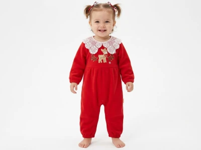 Toptan BAM-BİNO Dantel Detay Şardonlu 3 İp Kız Bebek Tulum - Toptan Çocuk Giyim Beniz Kids