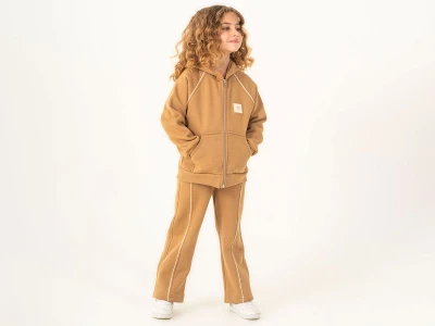 Toptan LUMİİ Dantel Şeritli Hırkalı 3 İp Şardonlu Kız Takım  - Toptan Çocuk Giyim Beniz Kids