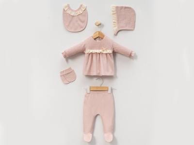 Toptan CAYZEN Dantelli Kız Bebe 5li Set - Toptan Çocuk Giyim Beniz Kids