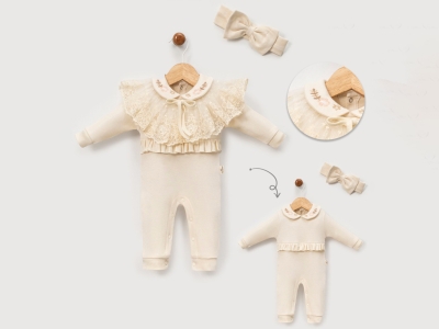 Dantelli Kız Bebe Tulum 