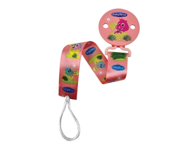 Toptan BABY TİME Desenli Emzik Askısı PEMBE - Beniz Bebe