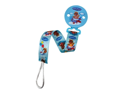 Toptan BABY TİME Desenli Emzik Askısı MAVİ - Beniz Bebe