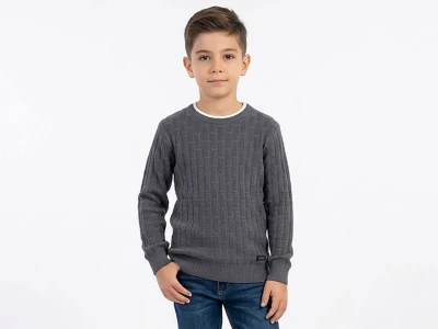 Toptan METEX Desenli Erkek Çocuk Sweat FÜME - Beniz Bebe