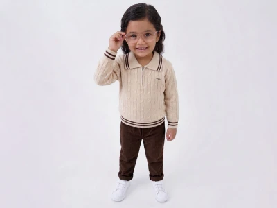 Toptan WEENY KİDS Desenli Erkek Çocuk Takım BEJ - Beniz Bebe