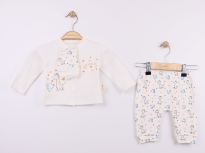 Zürafa Desenli Kız Bebe 3li Set