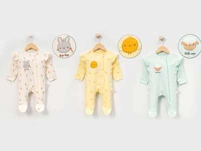 Toptan CAYZEN Desenli Kız Bebek Tulum Set - Toptan Çocuk Giyim Beniz Kids