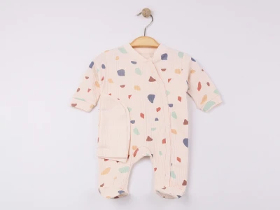 Desenli Şapkalı Unisex Bebe Tulum