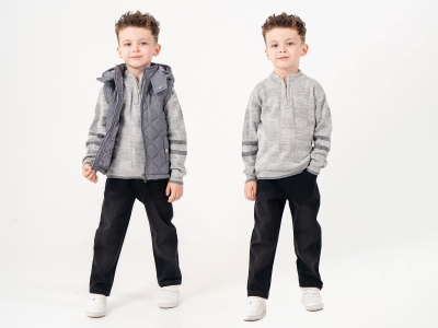 Desenli Yelekli Erkek Takım